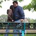 Gemma and Sean Almendras embrace June 1 after uncovering the bench dedicated to the memory of their daughter, Mariel, who passed away in November 2011. Angela J. Cesere | AnnArbor.com